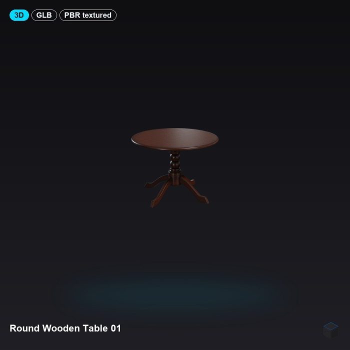 Round Wooden Table 01